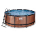 Bazén s filtrací Wood pool Exit Toys kruhový ocelová konstrukce 360*122 cm hnědý od 6 let