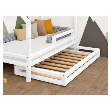 Benlemi Bílý úložný šuplík 2IN1 pod postel na kolečkách 90x160 cm (pod postel 90x180 cm) s rošte
