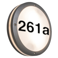 Venkovní nástěnné svítidlo antracit s číslem domu IP54 - Glow