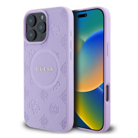 Pouzdro Guess Saffiano Peony Stamp MagSafe zadní kryt Apple iPhone 16 PRO MAX Purple