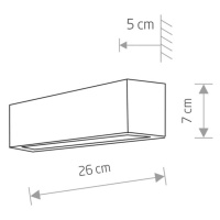 Euluna Nástěnné světlo Straight XS, šířka 26 cm, černá