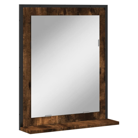 vidaXL Koupelnové zrcadlo s poličkou kouřový dub 50x12x60 cm kompozit