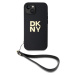 Zaní kryt DKNY PU Leather Stack Logo Wrist Strap pro Apple iPhone 14, černá