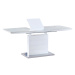 Jídelní stůl 140+40x80 cm, keramická deska bílý mramor, MDF, bílý matný lak