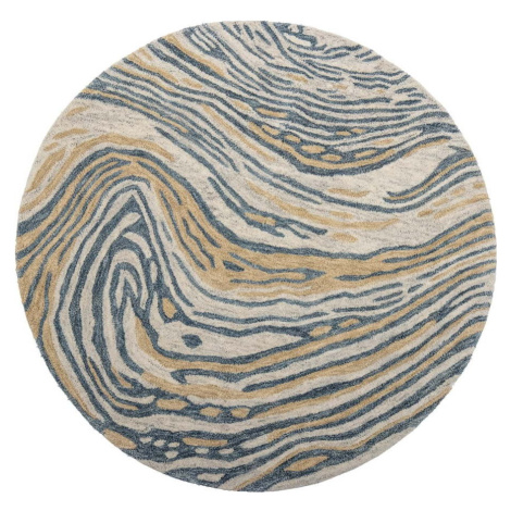 Modro-hnědý vlněný kulatý koberec ø 120 cm Tiger – Bloomingville
