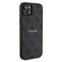 Zadní kryt Guess PU Leather 4G Colored Ring MagSafe pro Apple iPhone 15 Plus, černá