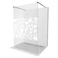 MEXEN/S Kioto samostatně stojící sprchová zástěna 120 x 200, bílý vzor 8 mm, kartáčováný grafit 