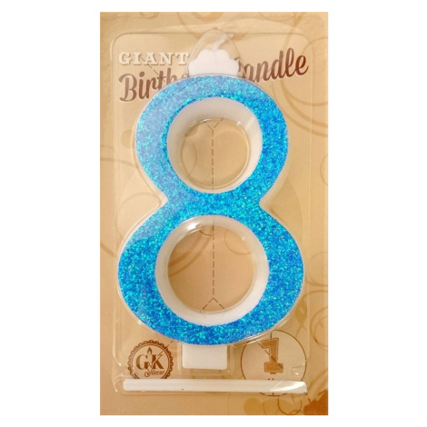 Svíčka velká modrá číslo 8 dortis