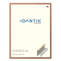 DANTIK rámeček 15 × 20, ALU profil 6030 Dýha dub lak matný sklo čiré