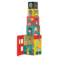 Petit Collage Věž z 1-2-3 kostek domečky s postavičkami