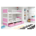 BMS Dětská patrová postel RICO | bílá 90 x 200 cm Barva: Růžová