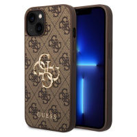 Guess PU 4G Metal Logo kryt iPhone 15 hnědý