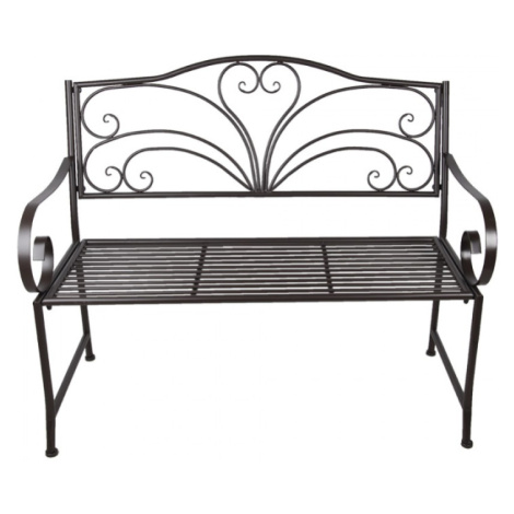 Tmavá kovová zahradní lavička Philibert – 117x50x98 cm Clayre & Eef