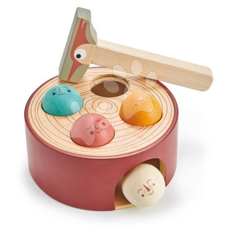 Dřevěná zatloukačka Woodpecker Game Tender Leaf Toys s kladivem a 4 míčky od 18 měsíců