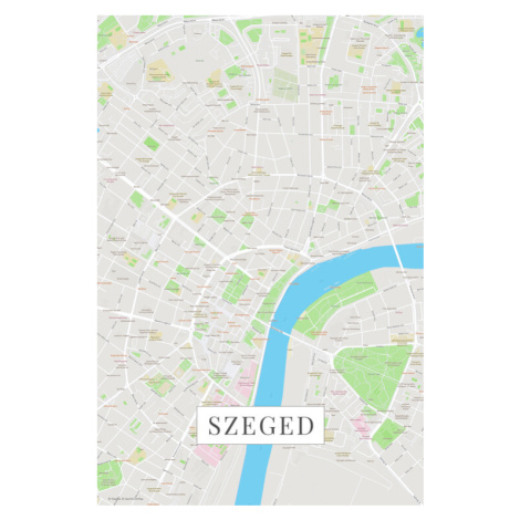 Mapa Szeged color, (26.7 x 40 cm)