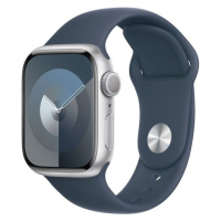 Apple Watch Series 9 41mm Stříbrný hliník s bouřkově modrým sportovním řemínkem S/M Stříbrná