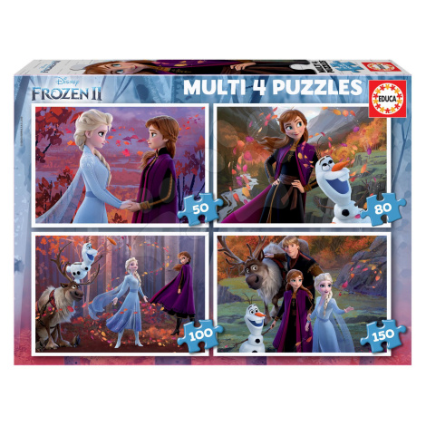Puzzle Multi 4 Frozen 2 Disney Educa 50-80-100-150 dílků od 5 let