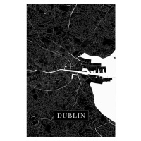 Mapa Dublin black, 26.7x40 cm