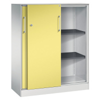 C+P Skříň s posuvnými dveřmi ASISTO, výška 1292 mm, šířka 1000 mm, světlá šedá/sírová žlutá
