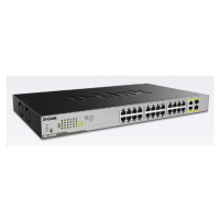 D-Link DGS-1026MP 26-Port Gigabit PoE Switch, 24x gigabit PoE RJ45, 2x gigabit RJ45/SFP, PoE bud