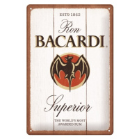 Plechová cedule Bacardi - Superior White Wood, 30 × 20 cm