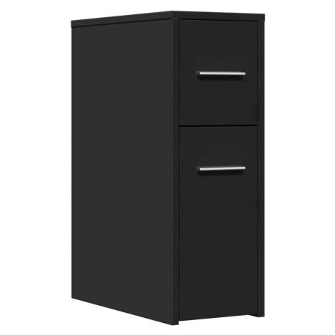 vidaXL Úzká koupelnová skříňka na kolečkách černá kompozitní dřevo