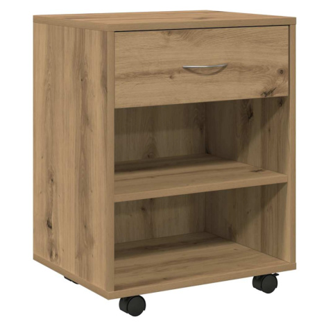vidaXL Skříňka na kolečkách dub artisan 46x36x59 cm kompozitní dřevo
