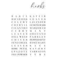 Ilustrace List of herbs typography art, Blursbyai, (26.7 x 40 cm)