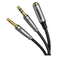 UGREEN AV193 Audio rozbočovač AUX sluchátka + mikrofon na 3,5mm mini jack kabel (šedý)