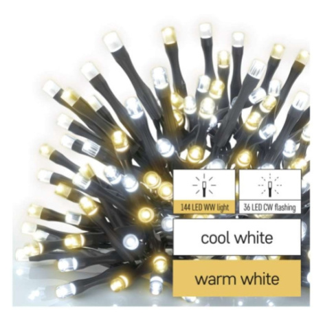 Vánoční osvětlení EMOS D4AN03 180LED řetěz 18m teplá/studená bílá blikající s časovačem