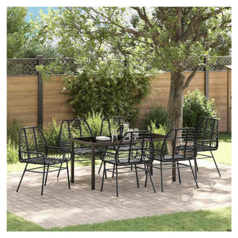 vidaXL Zahradní jídelní souprava 7 pcs Černá polyratan