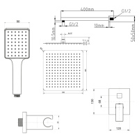 SAPHO CUBEMIX podomítkový sprchový set s pákovou baterií, 2 výstupy, vyústění, chrom CM042-01