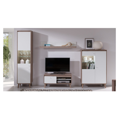 GAB Obývací stěna - Olivia 2 (Bílý + Šedý dub) GAB nábytek