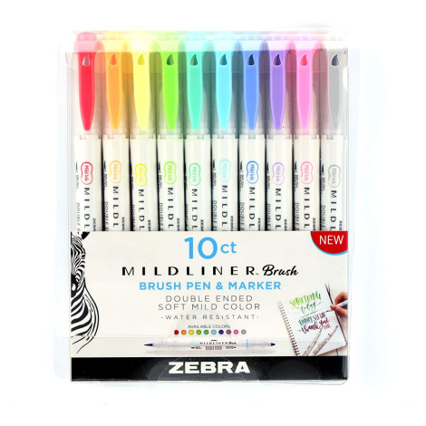 Zebra, 79101, Mildliner, Artist, sada oboustranných popisovačů, pastelové, 10 ks
