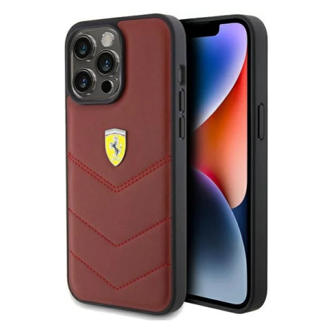 Kryt Ferrari FEHCP15XRDUR iPhone 15 Pro Max 6.7" red hardcase Leather Stitched Lines (FEHCP15XRD G3FERRARI