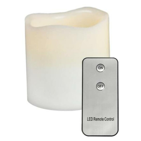 ACA Lighting bílá svíčka, 1 LED na baterie 2xAA + dálkové ovládání, teplá bílá, IP20, pr.7.5x10c