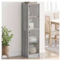 vidaXL Highboard se skleněnými dvířky šedý sonoma 35 x 37 x 142 cm