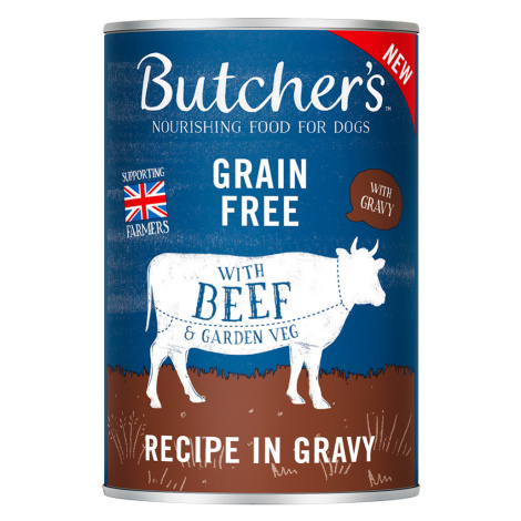 Butcher's Original bez obilovin pro psy 48 × 400 g - výhodné balení - s hovězím v omáčce Butcher´s