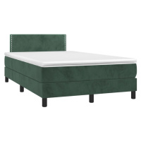 vidaXL Box spring postel s matrací tmavě zelená 120x190 cm samet