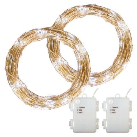 VOLTRONIC Sada 2 kusů světelných drátů - 100 LED, studená bílá VOLTRONIC®