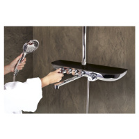SLEZAK-RAV Vodovodní baterie vanová/sprchová s pevnou tyčí, hlavovou a ruční sprchou, police SKL