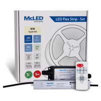 McLED  LED pásek - sada 5 m + Přijímač Nano IP67, 240 LED/m, WW, 6 W/m, DC 24V, 500 lm/m, CRI90,