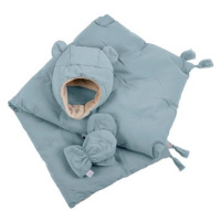 7AM Enfant komplet AIRY BLUE ( 0-6 m ) - čepice, rukavice, deka