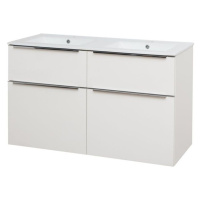 MEREO Mailo, koupelnová skříňka s keramickým umyvadlem 121 cm, bílá, chrom madlo CN513