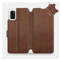 Flip pouzdro na mobil Samsung Galaxy A41 - Hnědé - kožené - Brown Leather