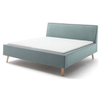 Modrošedá čalouněná dvoulůžková postel s úložným prostorem s roštem 160x200 cm Frieda – Meise Mö