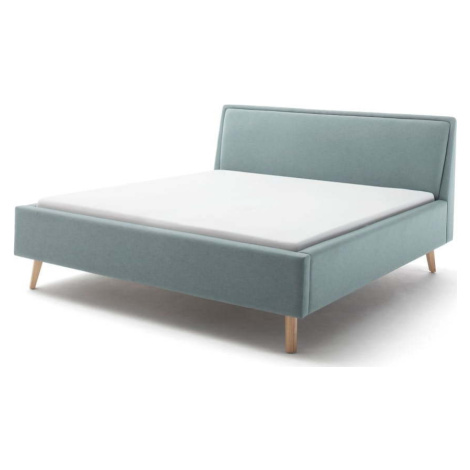 Modrošedá čalouněná dvoulůžková postel s úložným prostorem s roštem 160x200 cm Frieda – Meise Mö Meise Möbel