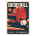 Ilustrace Baseball sport and players equipment bat and ball, seamartini, 26.7 × 40 cm