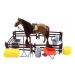 Kůň česací hnědý plast s doplňky a ohradou v krabici 34x25x5cm