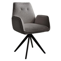 DELIFE Otočná židle Zoa-Flex křížová podnož zaoblená otočná bouclé šedá 180°